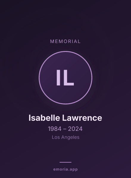 Memorial portrait of Isabelle Lawrence