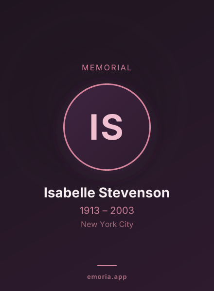 Memorial portrait of Isabelle Stevenson