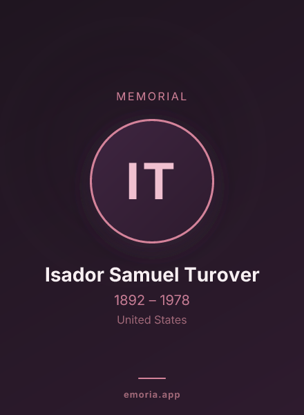 Memorial portrait of Isador Samuel Turover