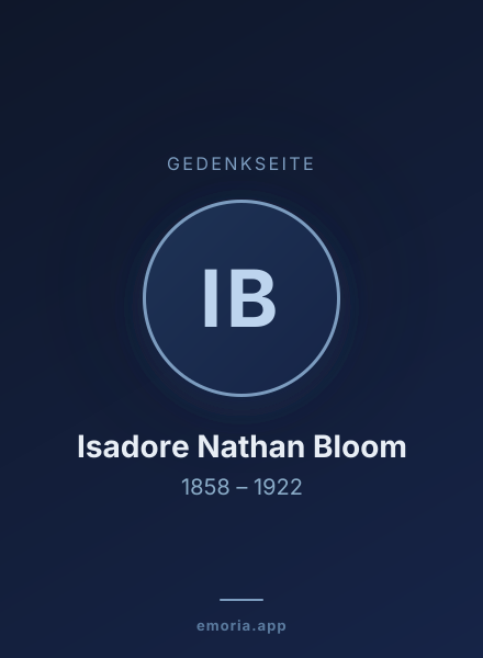 Gedenkportrait von Isadore Nathan Bloom