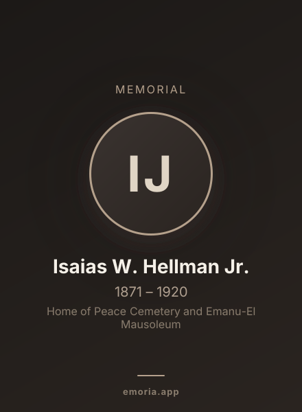 Memorial portrait of Isaias W. Hellman Jr.
