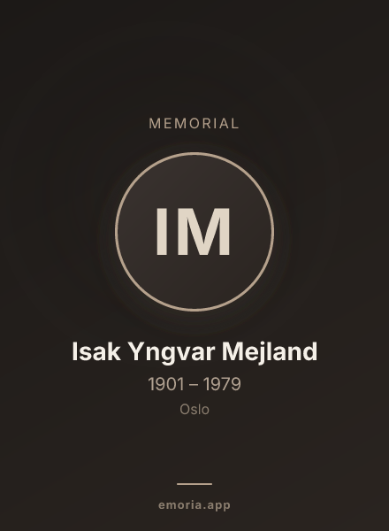 Memorial portrait of Isak Yngvar Mejland