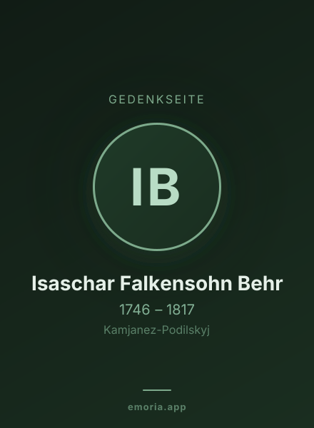 Gedenkportrait von Isaschar Falkensohn Behr