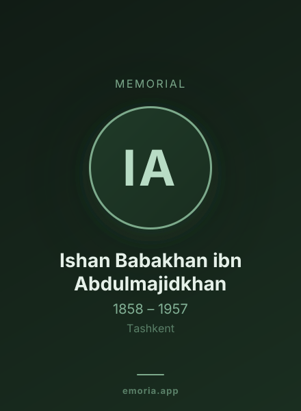Memorial portrait of Ishan Babakhan ibn Abdulmajidkhan