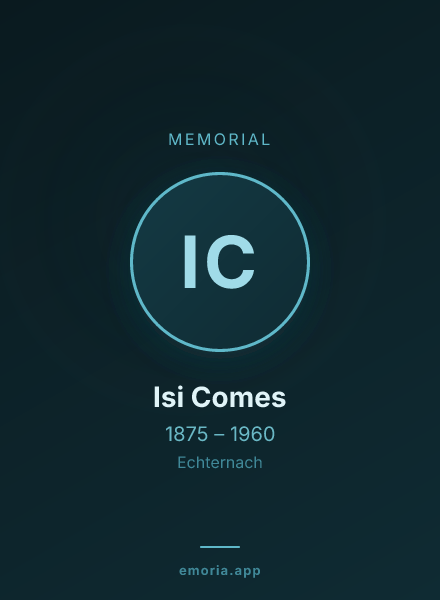 Memorial portrait of Isi Comes