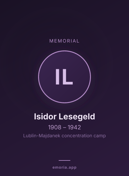 Memorial portrait of Isidor Lesegeld