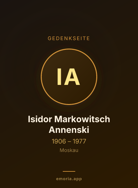 Gedenkportrait von Isidor Markowitsch Annenski
