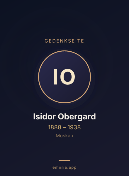 Gedenkportrait von Isidor Obergard