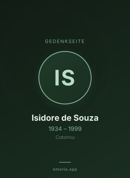 Gedenkportrait von Isidore de Souza