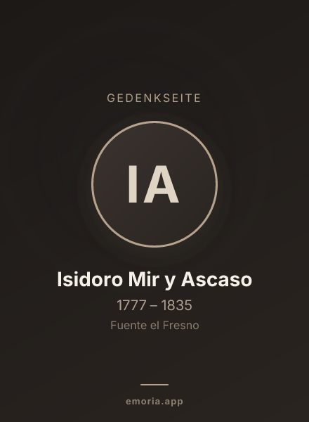 Gedenkportrait von Isidoro Mir y Ascaso