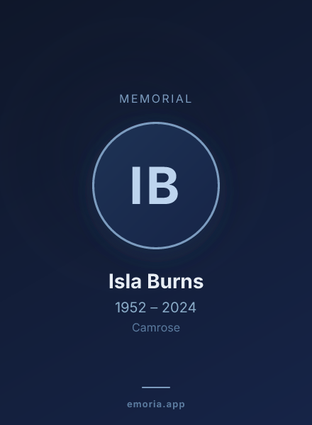 Memorial portrait of Isla Burns