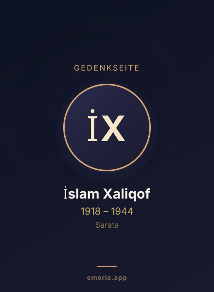 Gedenkportrait von İslam Xaliqof