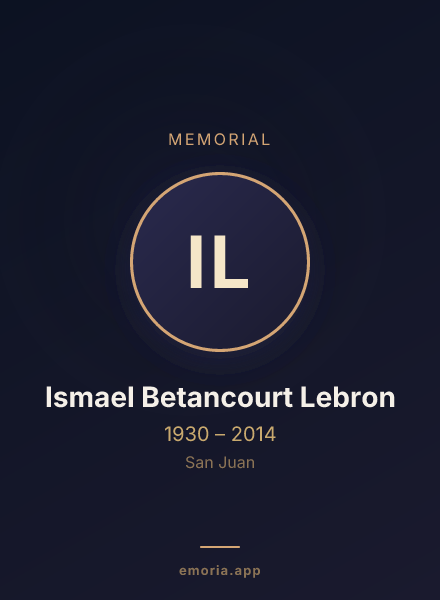 Memorial portrait of Ismael Betancourt Lebron