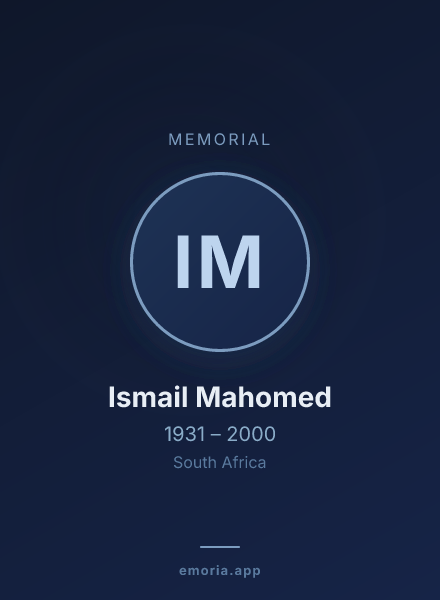 Memorial portrait of Ismail Mahomed