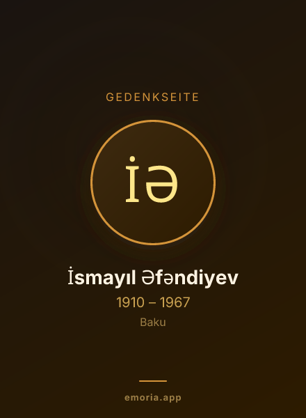 Gedenkportrait von İsmayıl Əfəndiyev