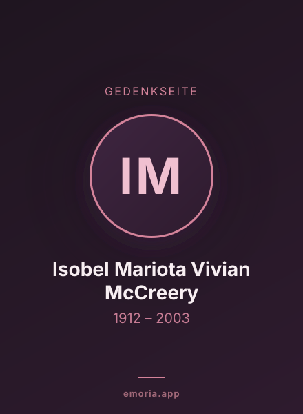 Gedenkportrait von Isobel Mariota Vivian McCreery
