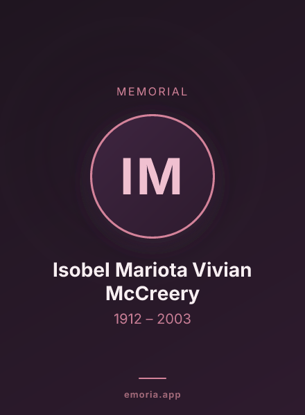 Memorial portrait of Isobel Mariota Vivian McCreery