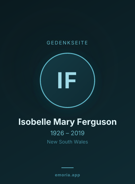 Gedenkportrait von Isobelle Mary Ferguson
