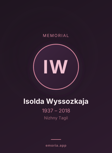 Memorial portrait of Isolda Wyssozkaja
