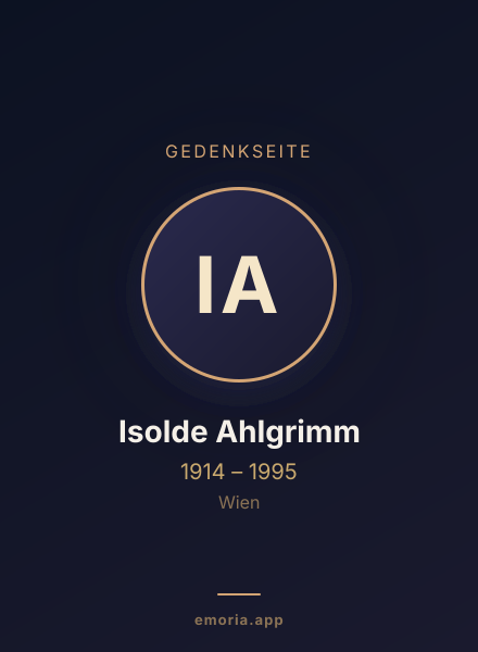 Gedenkportrait von Isolde Ahlgrimm