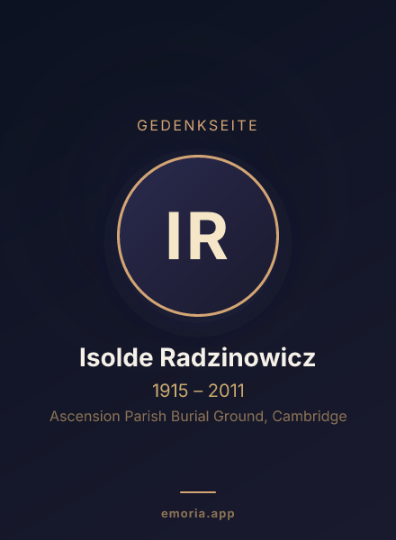 Gedenkportrait von Isolde Radzinowicz