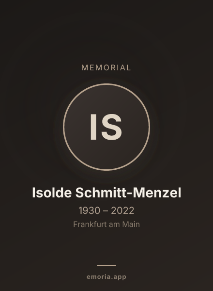 Memorial portrait of Isolde Schmitt-Menzel