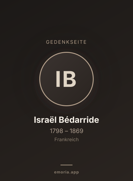 Gedenkportrait von Israël Bédarride