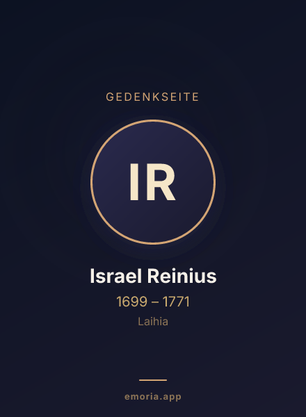 Gedenkportrait von Israel Reinius
