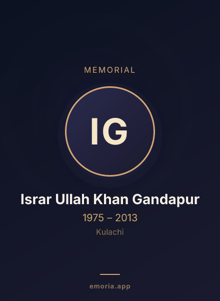 Memorial portrait of Israr Ullah Khan Gandapur