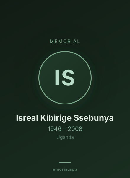Memorial portrait of Isreal Kibirige Ssebunya