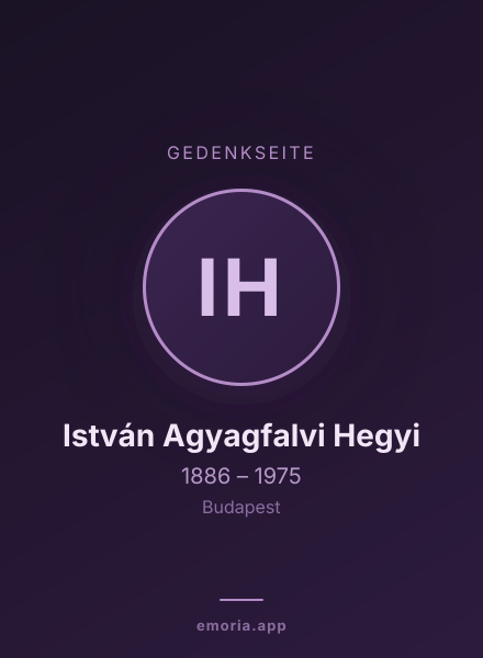 Gedenkportrait von István Agyagfalvi Hegyi