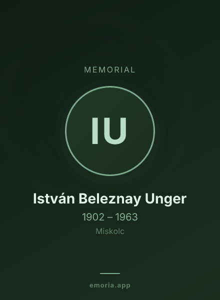 Memorial portrait of István Beleznay Unger