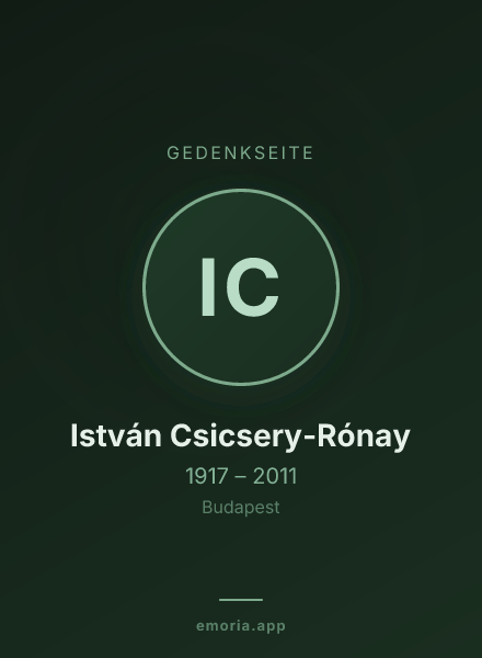 Gedenkportrait von István Csicsery-Rónay
