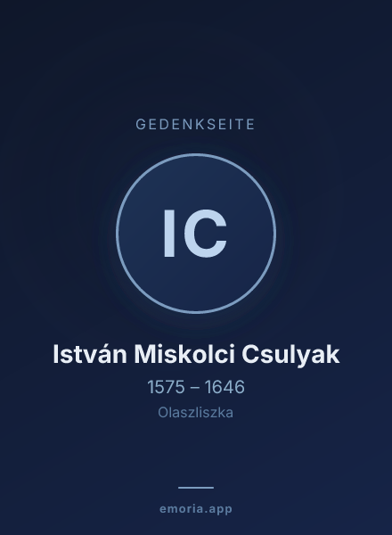 Gedenkportrait von István Miskolci Csulyak