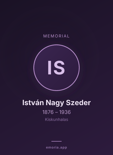 Memorial portrait of István Nagy Szeder