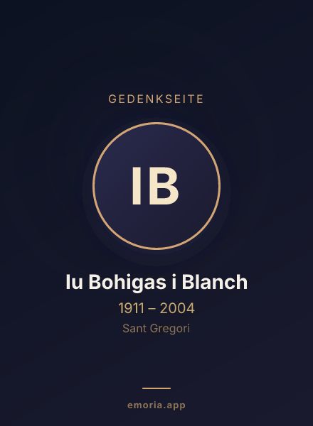 Gedenkportrait von Iu Bohigas i Blanch