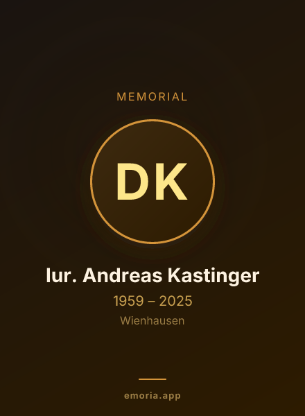 Memorial portrait of Dr. Iur. Andreas Kastinger