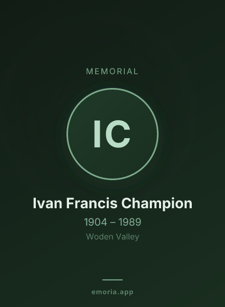 Memorial portrait of Ivan Francis Champion