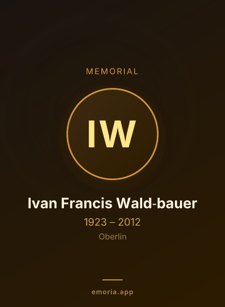Memorial portrait of Ivan Francis Wald­bauer