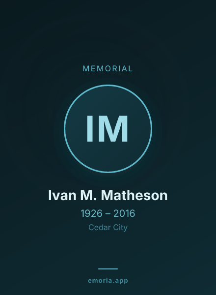 Memorial portrait of Ivan M. Matheson