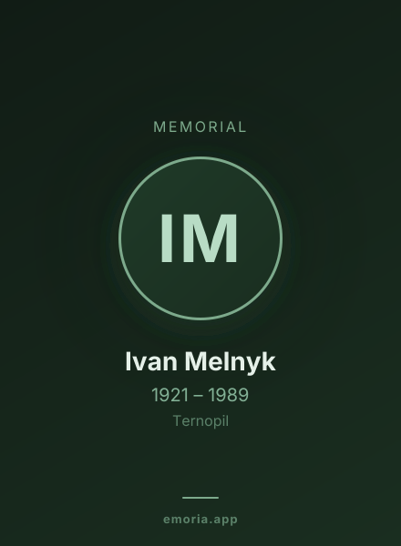 Memorial portrait of Ivan Melnyk