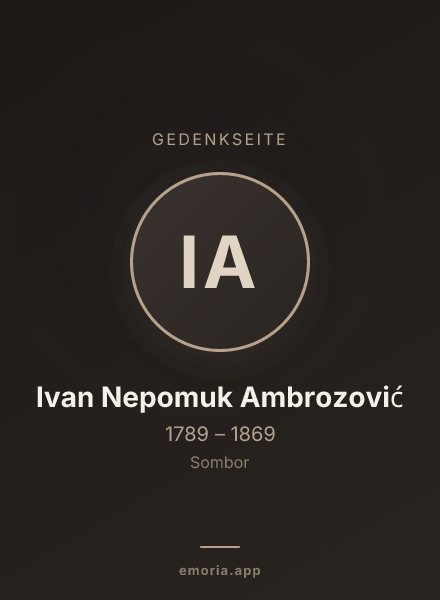 Gedenkportrait von Ivan Nepomuk Ambrozović