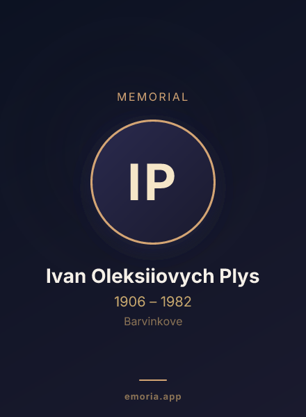 Memorial portrait of Ivan Oleksiiovych Plys