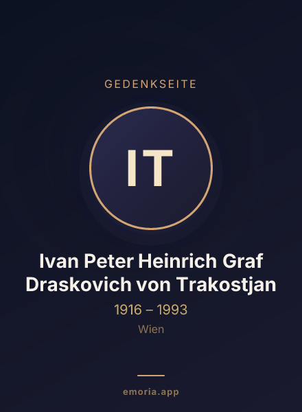 Gedenkportrait von Ivan Peter Heinrich Graf Draskovich von Trakostjan