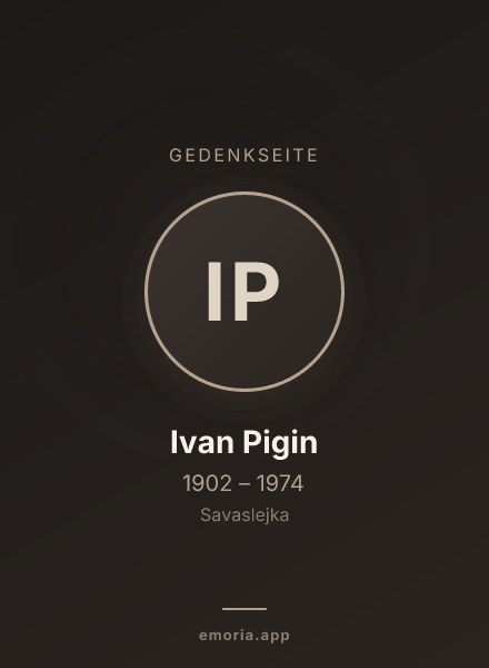 Gedenkportrait von Ivan Pigin