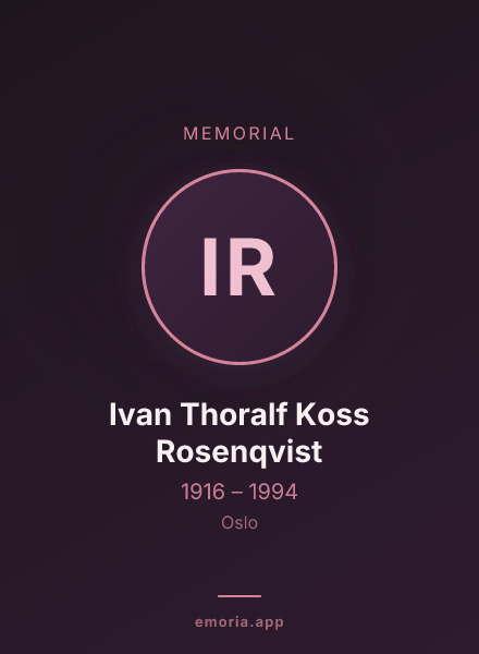 Memorial portrait of Ivan Thoralf Koss Rosenqvist