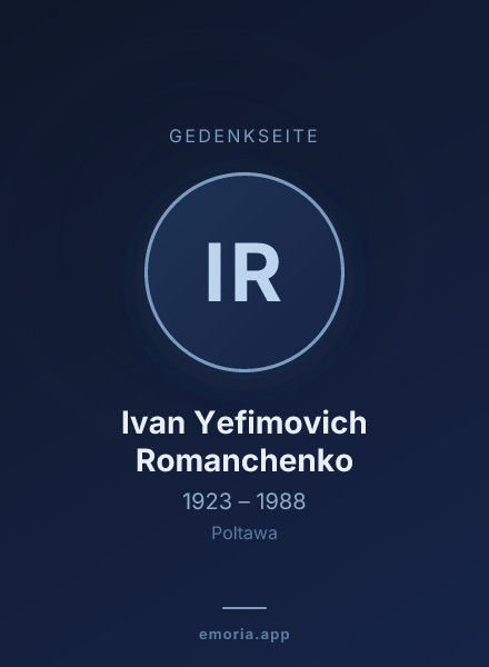 Gedenkportrait von Ivan Yefimovich Romanchenko