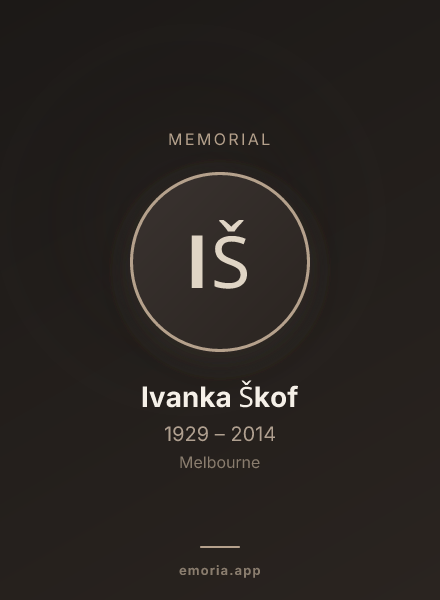 Memorial portrait of Ivanka Škof