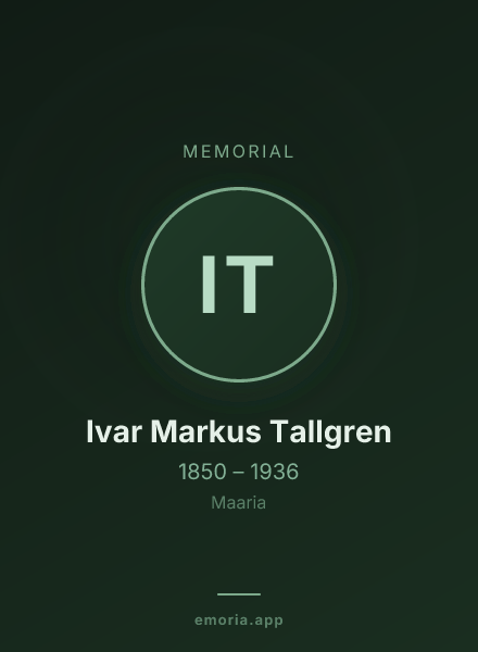 Memorial portrait of Ivar Markus Tallgren