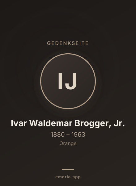 Gedenkportrait von Ivar Waldemar Brogger, Jr.